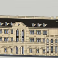 European Style Architecture Facade With Classic Design Symmetric Structure And Arched Windows