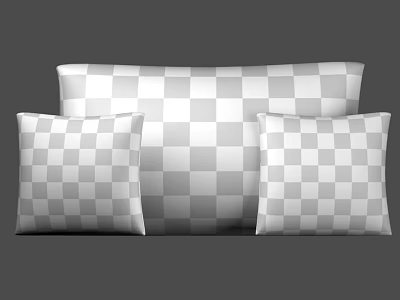 Three Decorative Pillows with Large Center and Small Side Sizes Featuring Classic Checkerboard Pattern Design 3d model