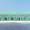 Carport for 24 Hour Shared Self Service Car Wash with Green Roof and Yellow Lines