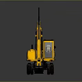 CAT Yellow Wheel Excavator With Long Boom Black Bucket And Operator Cab