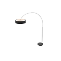 Modern Floor Lamp With Black Fabric Shade And Curved Metal Stand For Home Decor