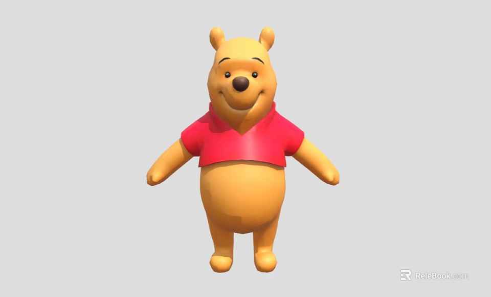 Winnie the Pooh Game Movie Character with Red Shirt and Yellow Fur 3d model 