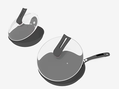 Kitchen Appliances Non Stick Pans With Heat Resistant Glass Lids For Home Cooking 3d model