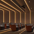 Modern Home Theater Interior Design With Comfortable Seats Large Screen And Ambient Lighting