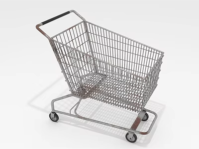 Metal Shopping Cart With Four Wheels And Foldable Design For Retail Stores 3d model