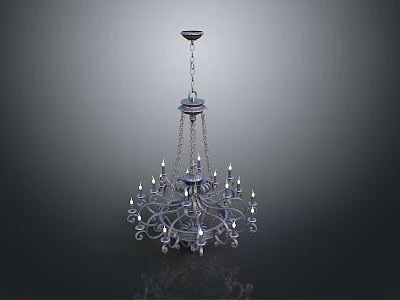 Classic Ornate Lighting Combination With Metal Multi Arm Design And Candle Style Bulbs 3d model