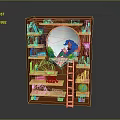 Scenic Bookshelf Reading Nook With Colorful Books Wooden Ladder Green Plants And Girl Reading