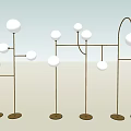 Modern Floor Lamps With Spherical White Shades And Metal Bases In Interior Setting