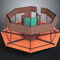 Octagonal Wooden Equipment Structure With Corrugated Panels Platform And Green Core