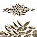 Elegant Modern Gold Leaf Shaped Metallic Wall Decor For Home Interior Design 3d model