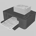 Modern Office Printer Printing Documents with Stacked Paper Sheets on Tray 3d model