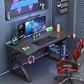 Modern Computer Table and Chair Combination Computer Desk Solid Wood Computer Desk E-Sports Table 3d model