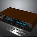 Professional Audio Equipment With Wooden Panel Knobs Buttons And Blue Displays