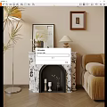 Marble Fireplace With Decorative Mantel Cozy Sofa And Floor Lamp In Living Room Interior
