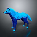 Mythical Blue Wolf Game Character With Glowing Fur And Mystical Patterns