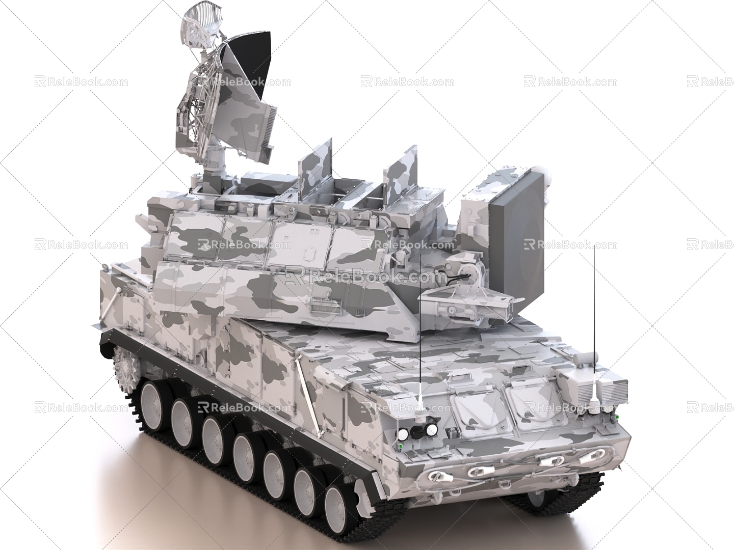 Air Defense Missile System Tank Radar Missile Car 3d model