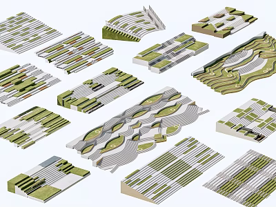 Diverse Modern Staircase Designs Featuring Geometric Patterns And Layered Structures 3d model