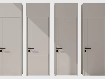 Four Modern Hinged Doors Light Colored with Black Handles for Interior Home Design 3d model