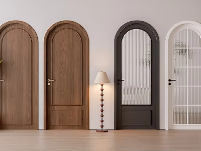 Various Styles Swing Doors With Wooden Glass And Arched Frames For Interior Design 3d model