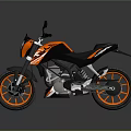 Orange and Black Modern Street Motorcycle with Sleek Design and Reflective Finish