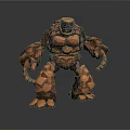 Stone Giant Sculpture With Block Like Stone Structure Standing Pose Fantasy 3D Art