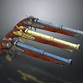 Vintage Revolver Collection With Wooden Grips Metal Barrels And Different Color Finishes