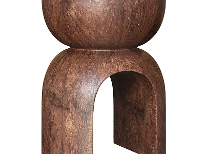 Stylish Wooden Side Table With Round Top And Arched Base Design 3d model