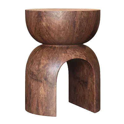 Stylish Wooden Side Table With Round Top And Arched Base Design 3d model