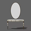Classic Dressing Table With Oval Mirror White Tabletop And Decorative Legs