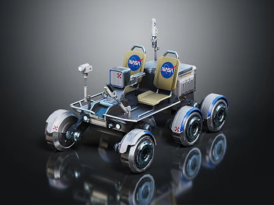 NASA Lunar Rover Design With Two Seats Multiple Wheels And Instruments 3d model