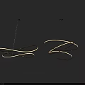Elegant Modern Chandeliers With Sleek Golden Spiral Frames And Illuminated Rings