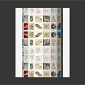 White Curved Display Shelf with Multiple Shelves for Collectible Stamps