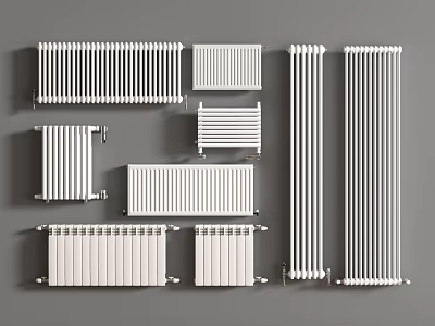 Various Modern White Radiators with Different Designs for Home Indoor Heating 3d model