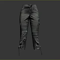 Fashionable Gray Cargo Pants Featuring Distressed Details Drawstring Waist And Tied Cuffs
