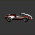 Worn Red Modified Cyberpunk Style Sports Car Featuring Spoiler And Unique Exterior