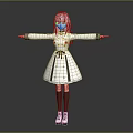 3D Character With Silver White Hair White Dress Black Accents Open Arms Gray Background