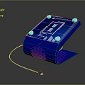 Modern Desktop Device With Blue Base Transparent Square Panel And Connected Cable