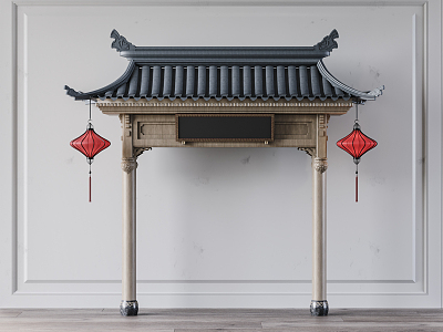 Chinese style eaves door head model