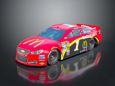 Red McDonald's Chevrolet Race Car With Number 1 Logo And Racing Design 3d model