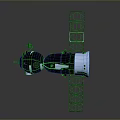 3D Space Station Model with Extended Solar Panels and Connected Modules Structure 3d model