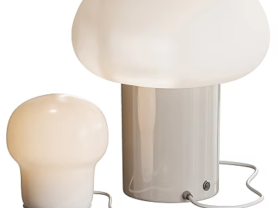 Modern Table Lamps Set With Dome Shaped Shade And White Smooth Base 3d model