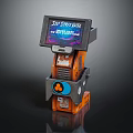 Vintage Cyberpunk Arcade Machine With Screen Displaying Traffic Kid And Orange Button 3d model