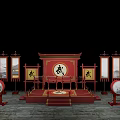 Traditional Martial Arts Training Stage With Red Decor And Wu Character Elements 3d model