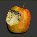 Bitten Ripe Apple Showing Juicy Flesh with Orange Red Skin on Dark Reflective Background