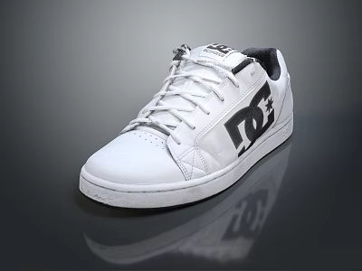 DC White Sneakers With Black Logo And White Laces Casual Sporty Design 3d model