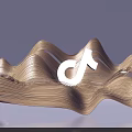 TikTok Themed Photo Check In Spot With Wooden Wave Design And White Logo