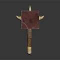 Symmetric Square Decorative Component With Purple Brown Panels Wooden Handle And White Protrusions
