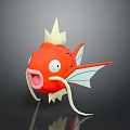 Vibrant Red Aquatic Fish With Yellow Spiky Fins Long Whiskers White Eyes And Open Mouth
