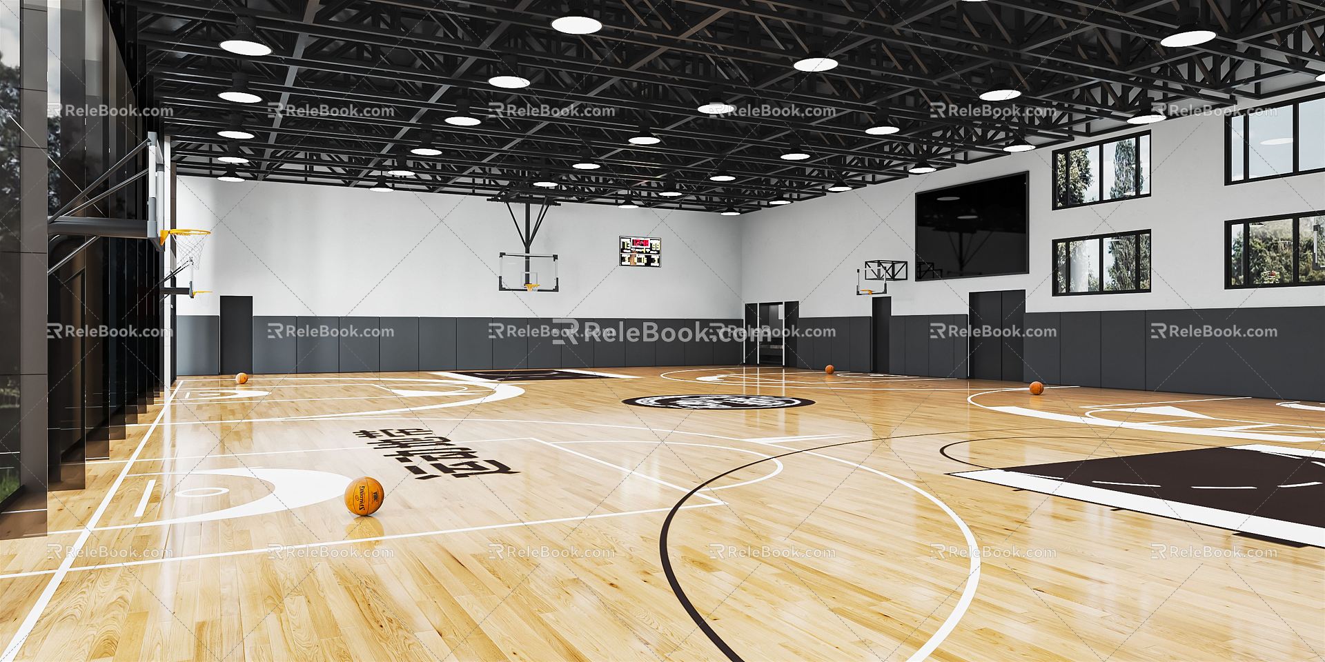 Modern Basketball Court Basketball Gymnasium Sports Stadium Basketball Rack Basket Basketball Game Stadium 3d model