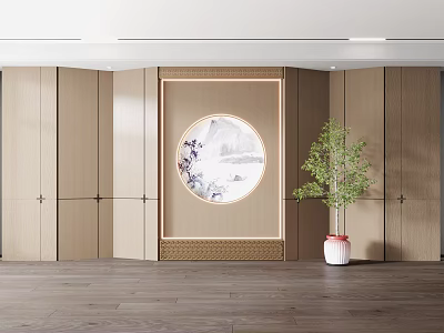New Chinese-style background wall bookcase 3d model